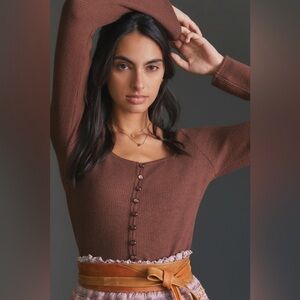 SOLD - Anthro cropped brown cardigan
